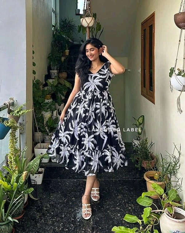 SF2  5477 *New Beautiful  printed Dates flower  cotton middi Gown dress* - XL42
