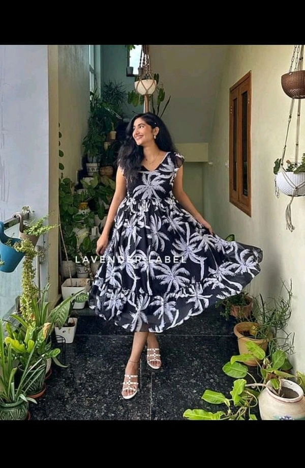 SF2  5477 *New Beautiful  printed Dates flower  cotton middi Gown dress* - 3XL-46