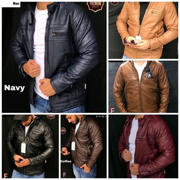 5478 New Leather jacket*✨ *Premium Quality  - Navy Blue, 2XL-44