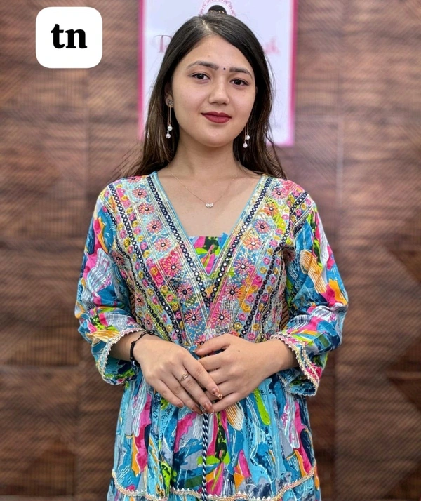 SF3  5482 BEUTIFUL HEAVY FULLY GHERA KURTIS 3 PCS STITCHIED SUIT SET EMBROIDERY WORK beautiful Heavy Suit Set which is beautifully decorate   - XL-42