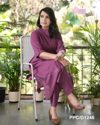SF2  5483 Premium Fine Cotton  Designer Co-erd set in *Aline Kurta Pant - Dark Purple, XL-43