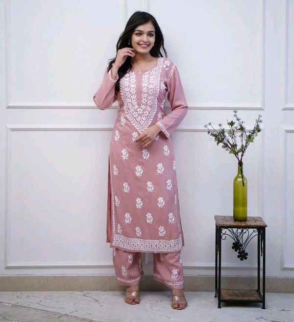 SF3  5489 *New Rayon bright colour chicken embroidery on kurti and Pant - M-38