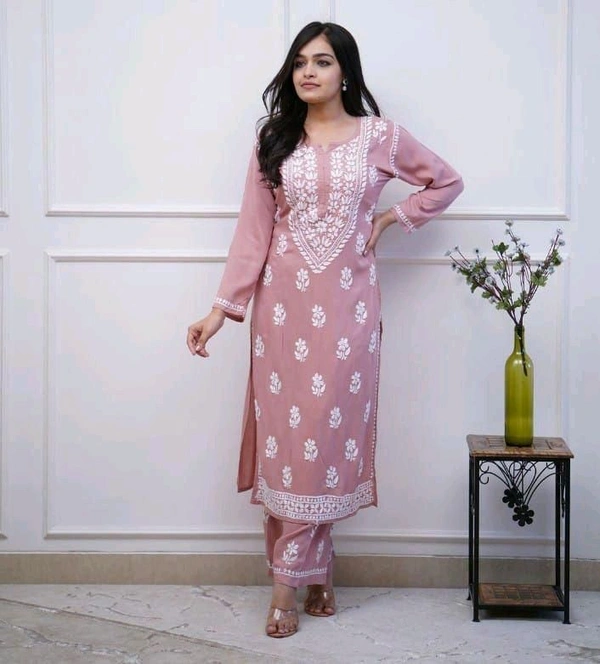 SF3  5489 *New Rayon bright colour chicken embroidery on kurti and Pant - M-38