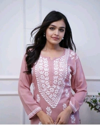 SF3  5489 *New Rayon bright colour chicken embroidery on kurti and Pant - L-40