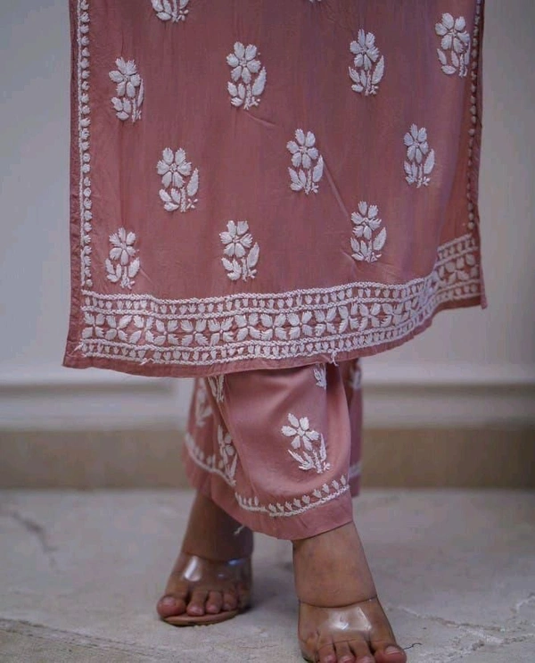 SF3  5489 *New Rayon bright colour chicken embroidery on kurti and Pant - L-40