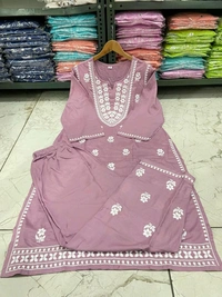 SF3  5489 *New Rayon bright colour chicken embroidery on kurti and Pant - 2XL-44