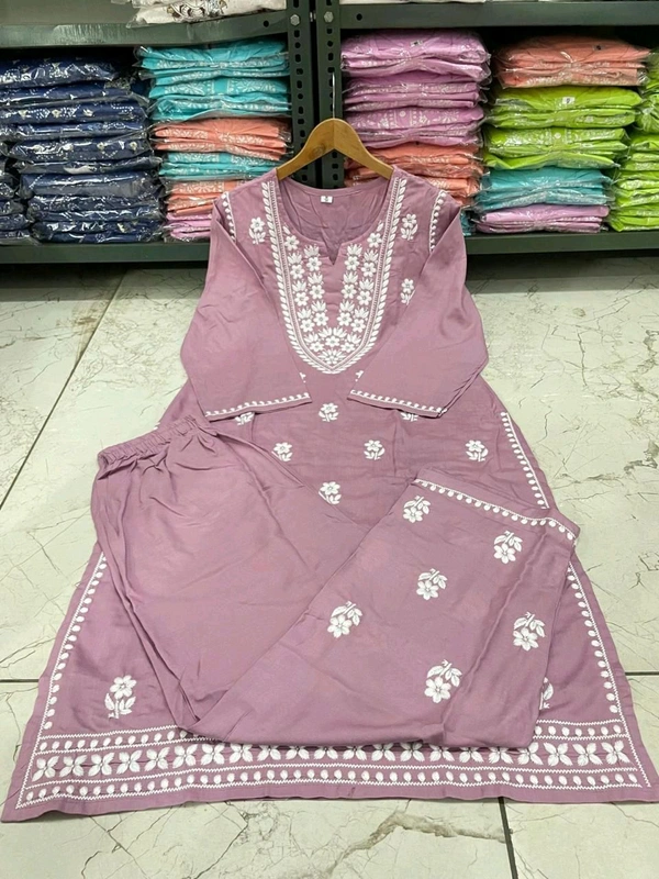 SF3  5489 *New Rayon bright colour chicken embroidery on kurti and Pant - 2XL-44