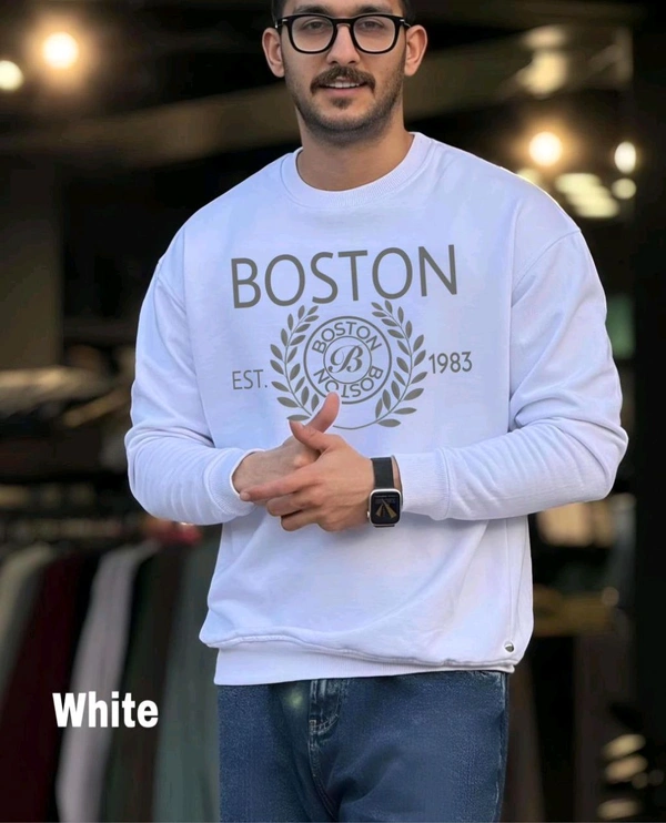5491 Presenting  COTTON FLEECE SWEATSHIRTS *BRAND ~Boston*PRINT QUALITY - White, XL-42