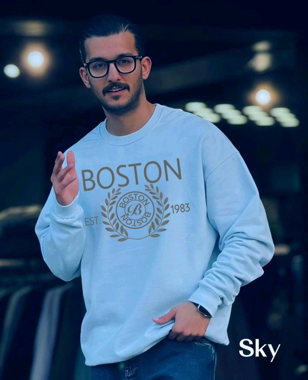 5491 Presenting  COTTON FLEECE SWEATSHIRTS *BRAND ~Boston*PRINT QUALITY - Light blue, M-38