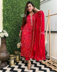 SF2  5498 New  Bandhani  Special Sequence Work On kurta and Plain Malmal Duppata  - 2XL-44