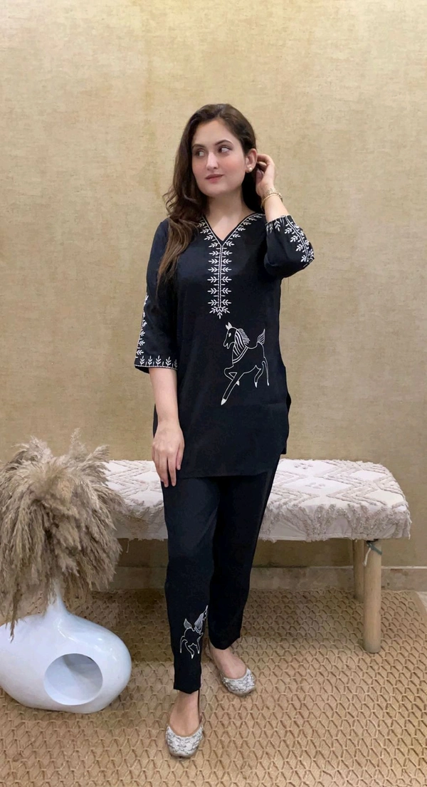 SF2  5503 New look stylish and walk in comfort with our new EMBROIDERY WORK co-ord  set  - M-38