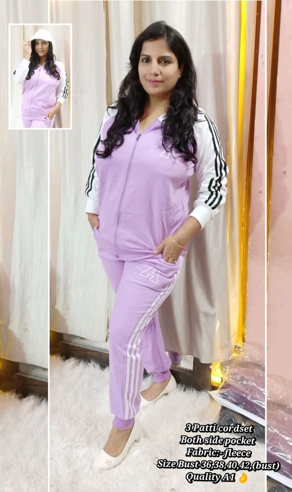 KD18 5507 3 Patti Fleece  cordset - Purple, L-40
