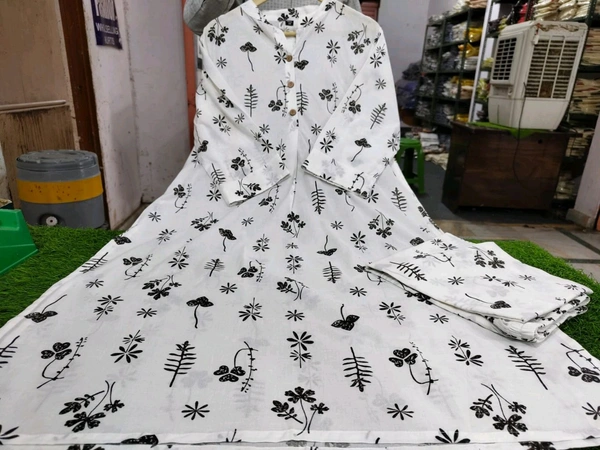 SF3  5512 Simple our latest launch  Pure Cotton kurti with leaf print with Plazo  Cotton One Side Pocket in Kurti - XL-42