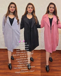 KD18  5513 High demand Blazer cum shrug With one botton both side pocket  - Red, XL-42