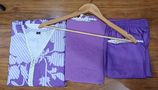 SF3  5516 pure muslin premium qualities-3 pc sets For EMBRODIERY  - Purple, M-38