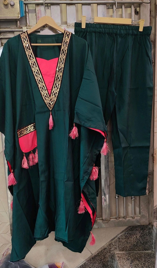 KD18 5518 PARTY WEAR ROMAN SILK KAFTAN SET  - Fuchsia Pink, XL-42