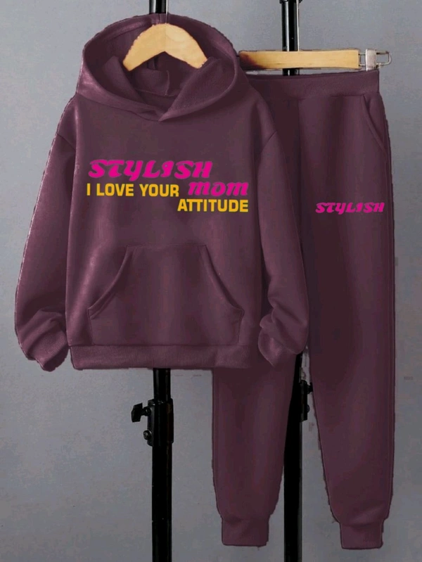 KD18 5523 STYLISH TRACKSUITS FABRIC- FLEECE LENGTH HODDIES  - Purple, M-38