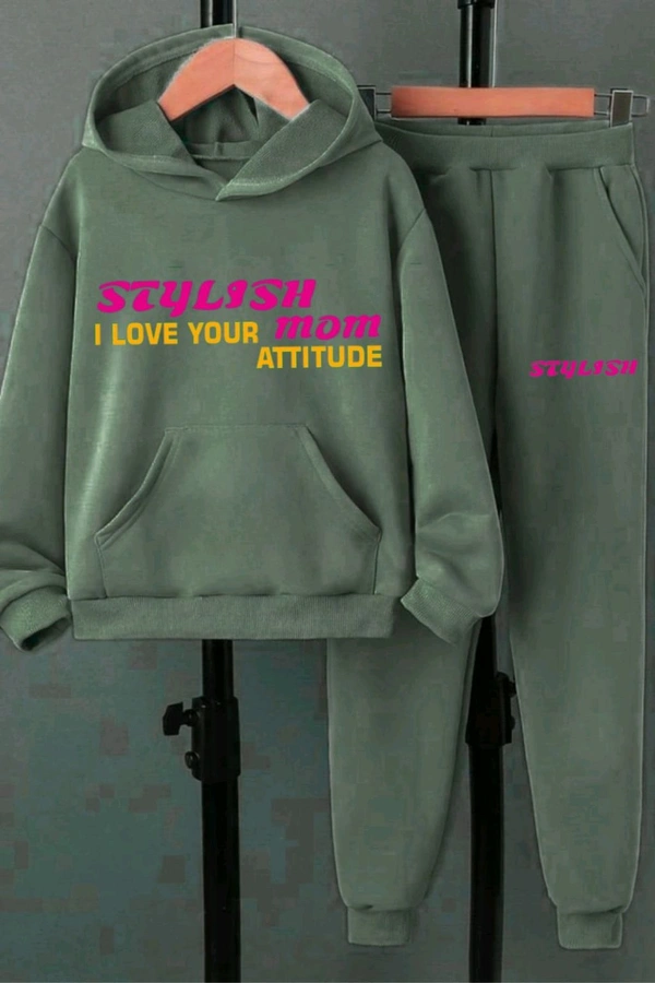 KD18 5523 STYLISH TRACKSUITS FABRIC- FLEECE LENGTH HODDIES  - Green, L-40