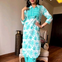 SF2 5525 New amazing kurti Afghan pant flower print*Full embroidery - Green, XL-42