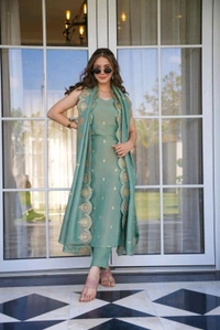 ARM 5529  Kurti - Pant - Dupatta   Kurti Roman silk: Pant  Roman silk: Dupatta  Roman silk  Embroidery Work  - 2XL-44