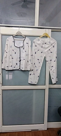 KD18  5532 *KOREAN PREMIUM CUTE PRINTED NIGHTWEAR* - White, FREE SIZE