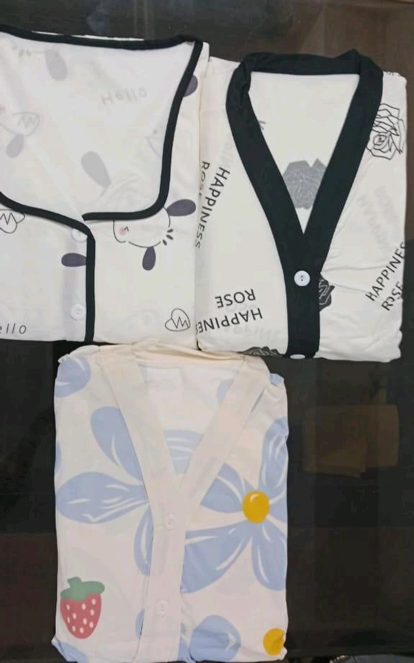 KD18  5532 *KOREAN PREMIUM CUTE PRINTED NIGHTWEAR* - White, FREE SIZE