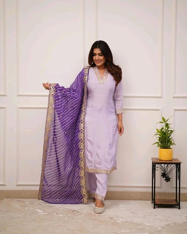 SF3  5534 HEVAY Full  Zari  COTTON SILK -HEVAY CHANDERI WITH DIGITAL PRINT WITH FULL WORK - Purple, M-38