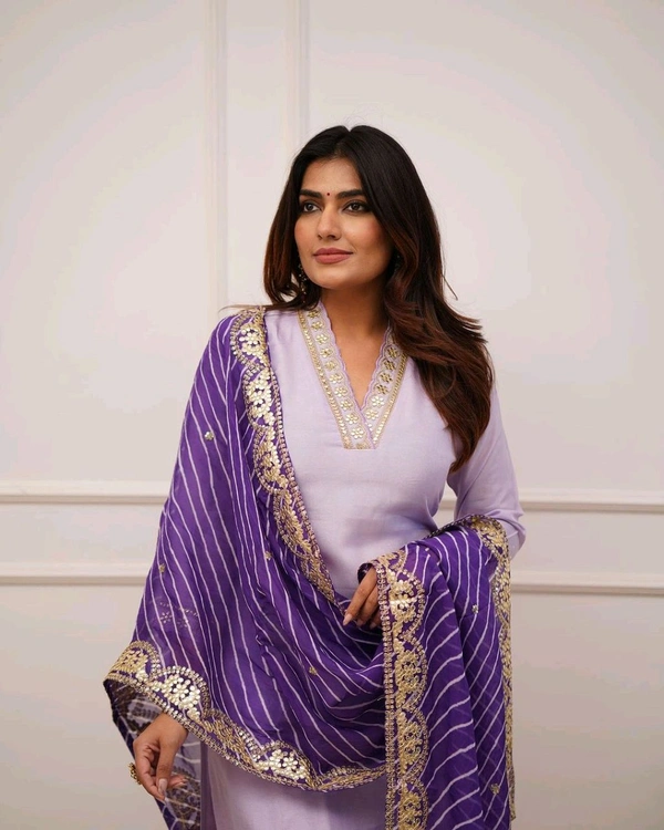 SF3  5534 HEVAY Full  Zari  COTTON SILK -HEVAY CHANDERI WITH DIGITAL PRINT WITH FULL WORK - Purple, M-38
