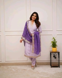 SF3  5534 HEVAY Full  Zari  COTTON SILK -HEVAY CHANDERI WITH DIGITAL PRINT WITH FULL WORK - Purple, L-40