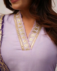 SF3  5534 HEVAY Full  Zari  COTTON SILK -HEVAY CHANDERI WITH DIGITAL PRINT WITH FULL WORK - Purple, XL-42