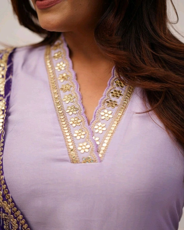 SF3  5534 HEVAY Full  Zari  COTTON SILK -HEVAY CHANDERI WITH DIGITAL PRINT WITH FULL WORK - Purple, XL-42