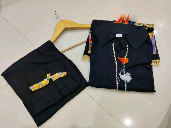 SF2  5535 *NEW RAYON  EMBROIDERY WORK  co-ord set  - Black, XL-42