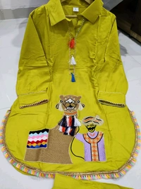 SF2  5535 *NEW RAYON  EMBROIDERY WORK  co-ord set  - Yellow, 2XL-44