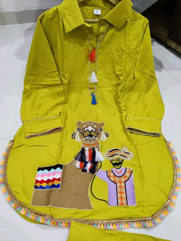 SF2  5535 *NEW RAYON  EMBROIDERY WORK  co-ord set  - Yellow, 2XL-44