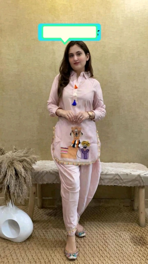 SF2  5535 *NEW RAYON  EMBROIDERY WORK  co-ord set  - Pink, L-40