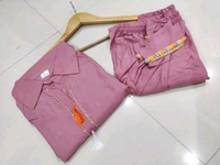 SF2  5535 *NEW RAYON  EMBROIDERY WORK  co-ord set  - Pink, L-40