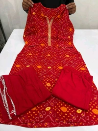 SF2  5537  SpecialBandhani Cotton   Sequence Work On kurta and Plain Malmal Duppata with Plain Pant - L-40