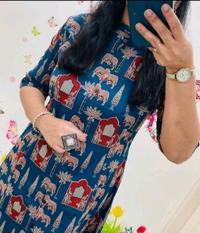 SF2  5538 New Designer Cotton  Co-ord  set* Aline kurti side pocket - Blue, M-38