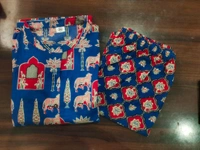 SF2  5538 New Designer Cotton  Co-ord  set* Aline kurti side pocket - Blue, M-38