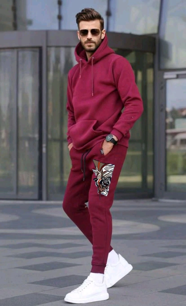 5539 Winter Tracksuits Full Warm Cotton "HOODIE  - Purple, L-40