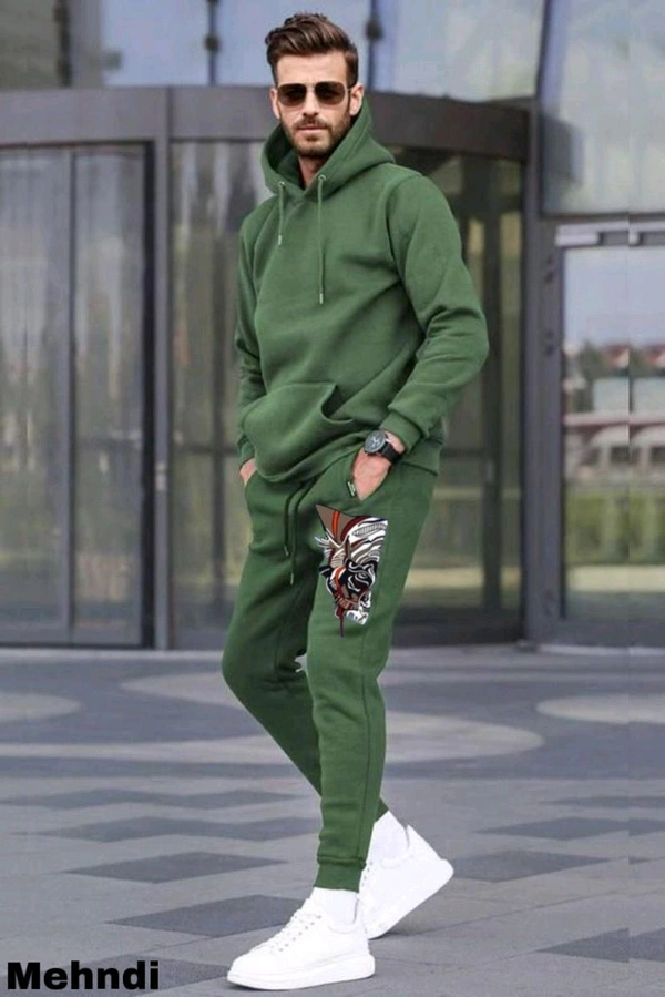 5539 Winter Tracksuits Full Warm Cotton "HOODIE  - Green, M-38