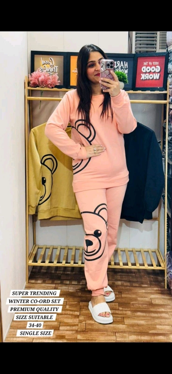 KD18 5540 Women  Woollen track suit - Orange, XL-42