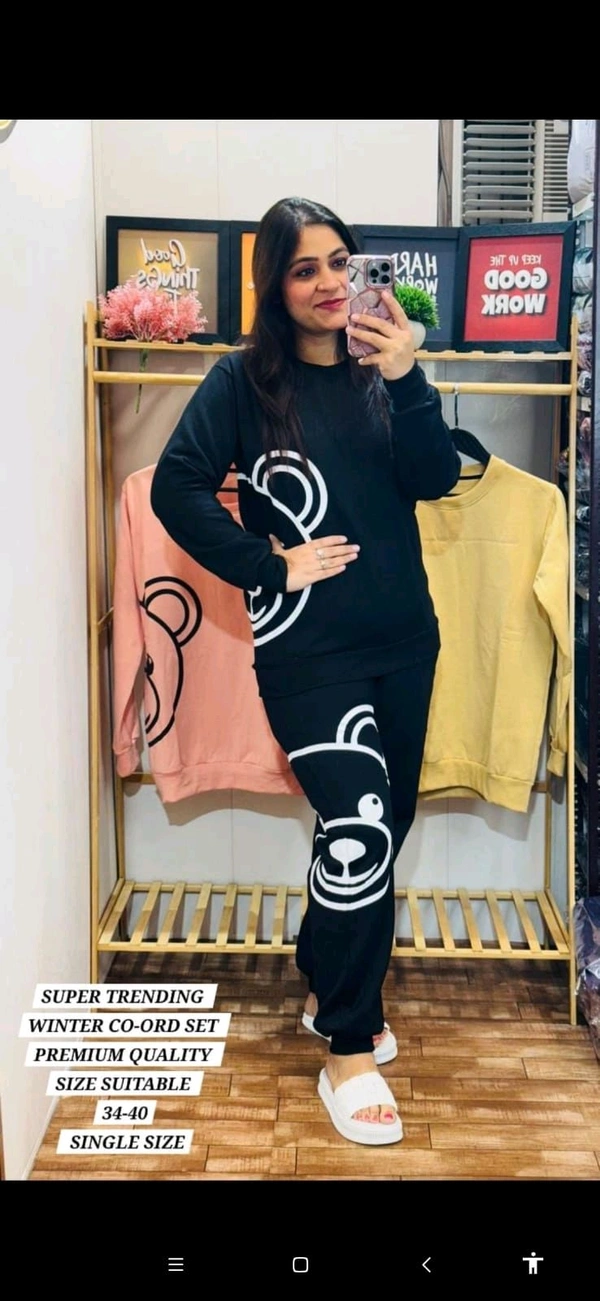 KD18 5540 Women  Woollen track suit - Black, XL-42