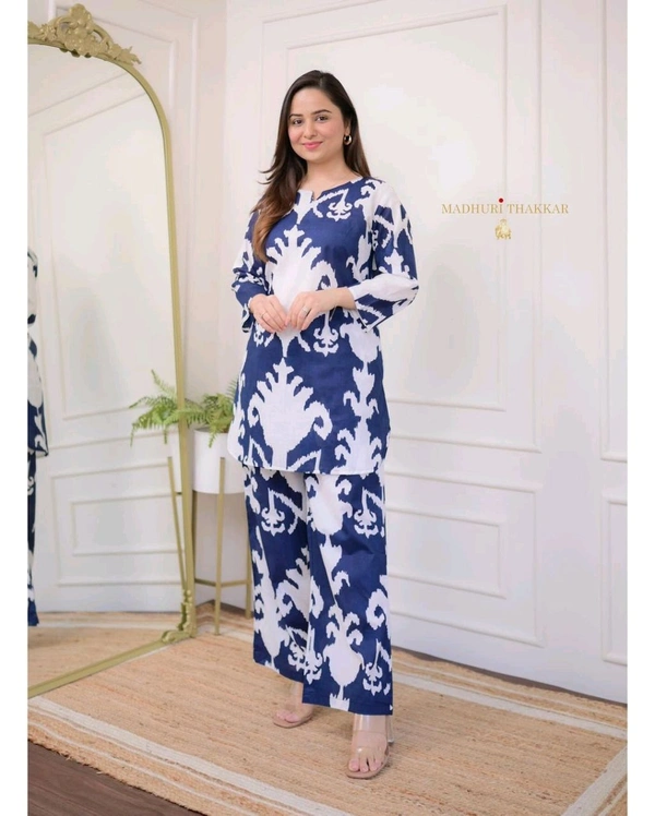 SF2  5543 NEW LONCH RAYON  Cotton Kurta Pant Set  Beautiful design - Blue, M-38