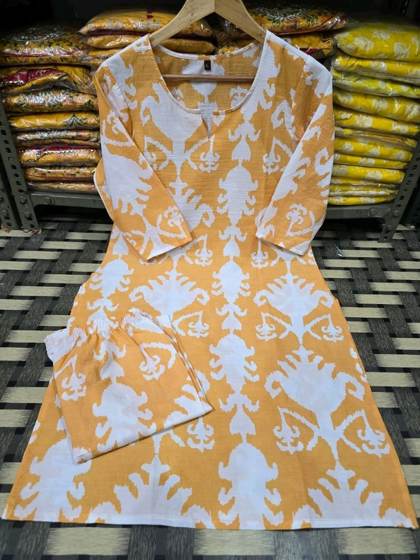 SF2  5543 NEW LONCH RAYON  Cotton Kurta Pant Set  Beautiful design - Yellow, M-38