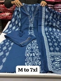 SF2  5544 New Malmal Cotton  Moti work  beautiful Heavy anarkali 3pcs kurti set suqens work Suit which  - Blue, XL-42