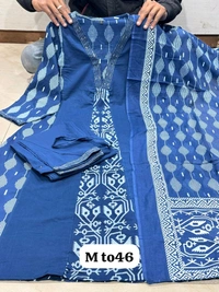 SF2  5544 New Malmal Cotton  Moti work  beautiful Heavy anarkali 3pcs kurti set suqens work Suit which  - Blue, XL-42