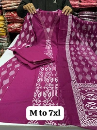 SF2  5544 New Malmal Cotton  Moti work  beautiful Heavy anarkali 3pcs kurti set suqens work Suit which  - Purple, XL-42