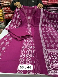 SF2  5544 New Malmal Cotton  Moti work  beautiful Heavy anarkali 3pcs kurti set suqens work Suit which  - Purple, XL-42