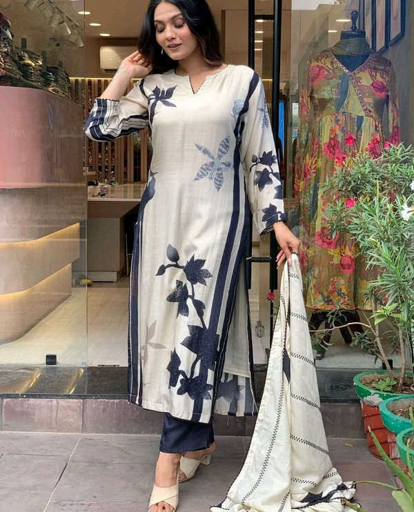 SF3  5557 *New Launch Fully Heavy Cotton  Pure Muslin Suit Set Which is Beautifully Decorated With Beautiful Flower Print And Lace  - M-38